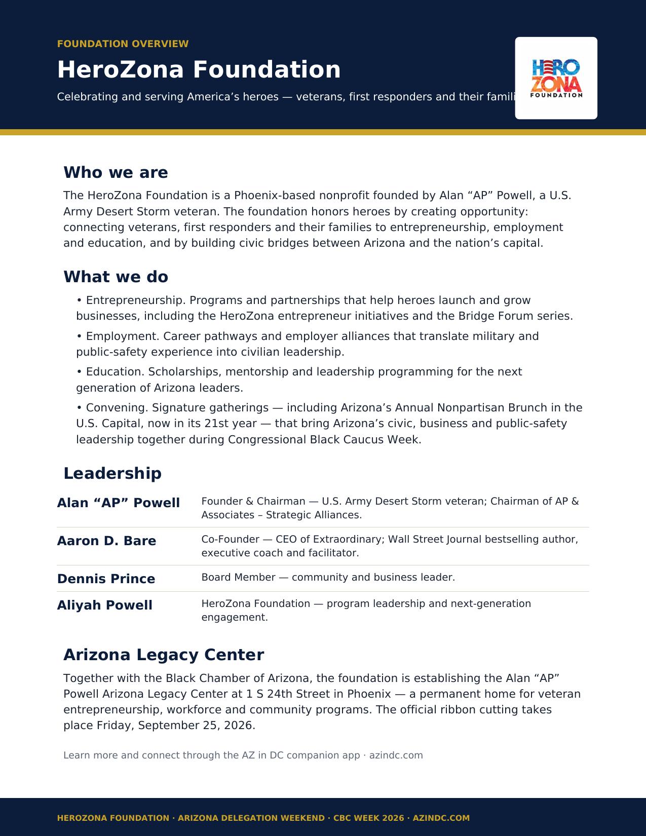 HeroZona Foundation Overview flyer
