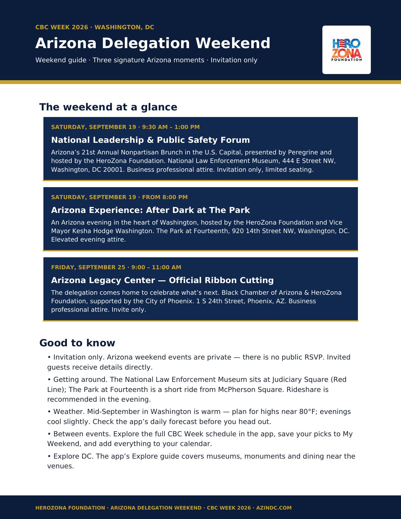 Arizona Delegation Weekend Guide flyer